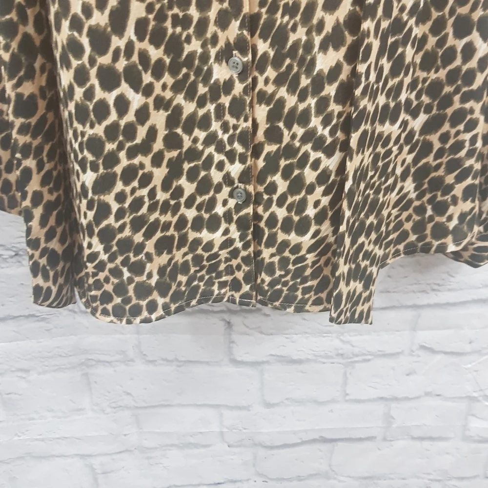J.Crew Factory Animal Print Neck Tie Business Career Blouse - Picture 6 of 10